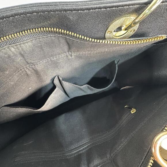 HARRODS LONDON Large Black Tote Shoulder Bag Gold Tone Hardware - Picture 8 of 9